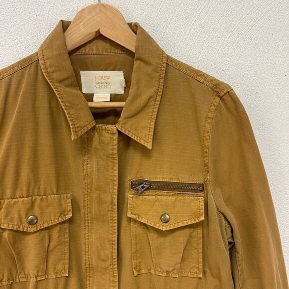 J. Crew Women Full Zip Classic Twill Chino Jacket 26994 100% Cotton Brown Size M - Picture 5 of 10